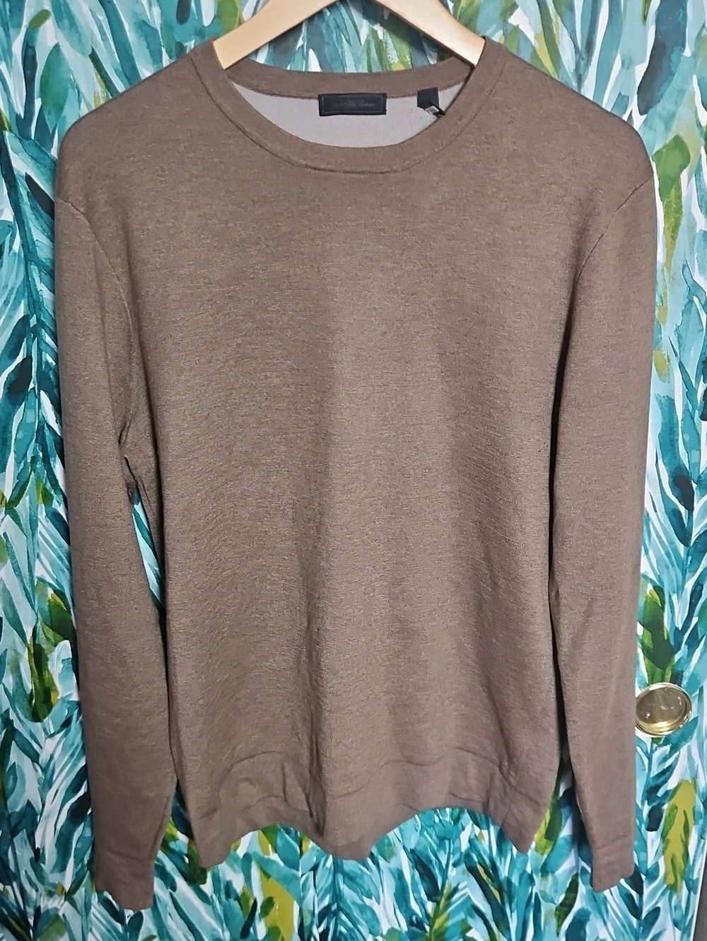 Saks Fifth Avenue Men's Brown Crewneck Sweater 45% Silk - Size L
